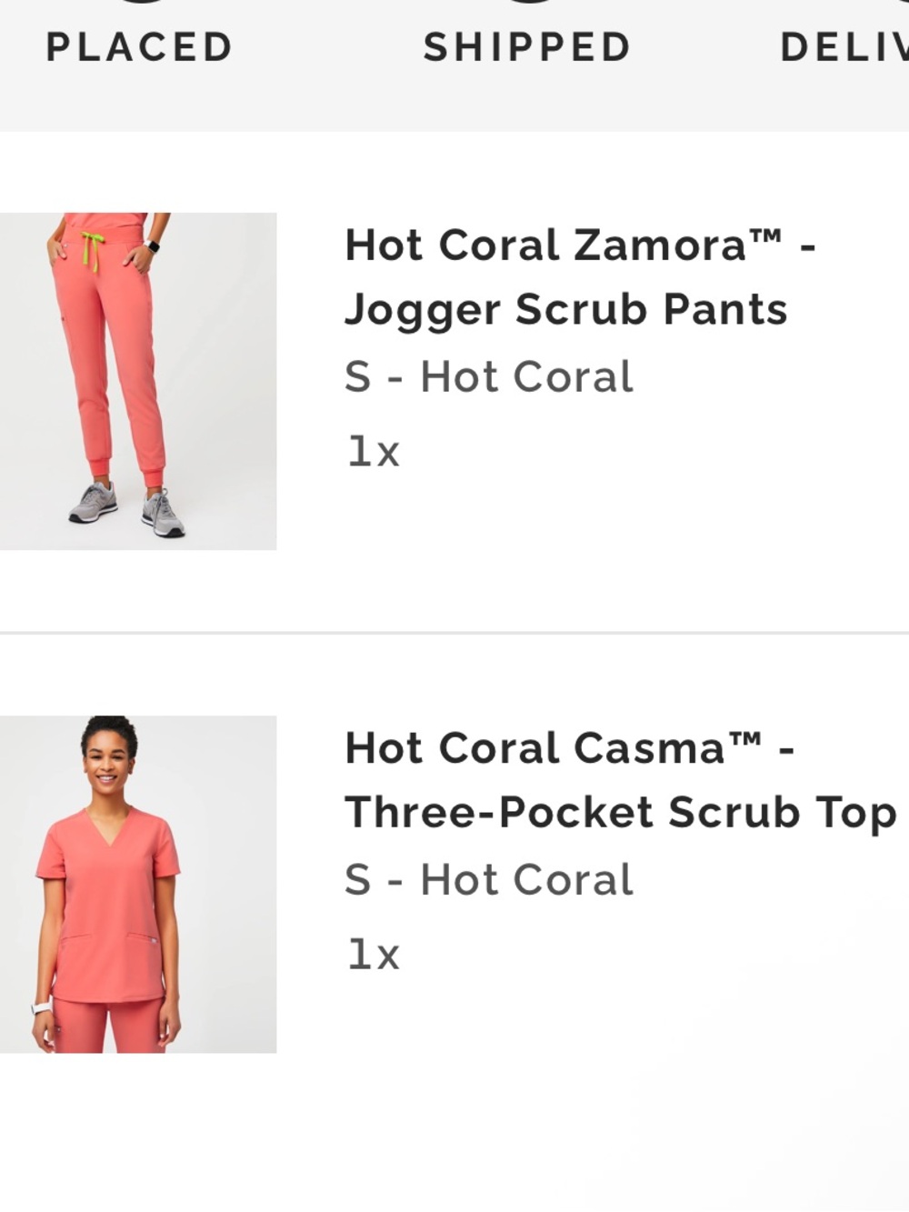 Authentic Figs in Limited Edition Hot Coral Scrub Set